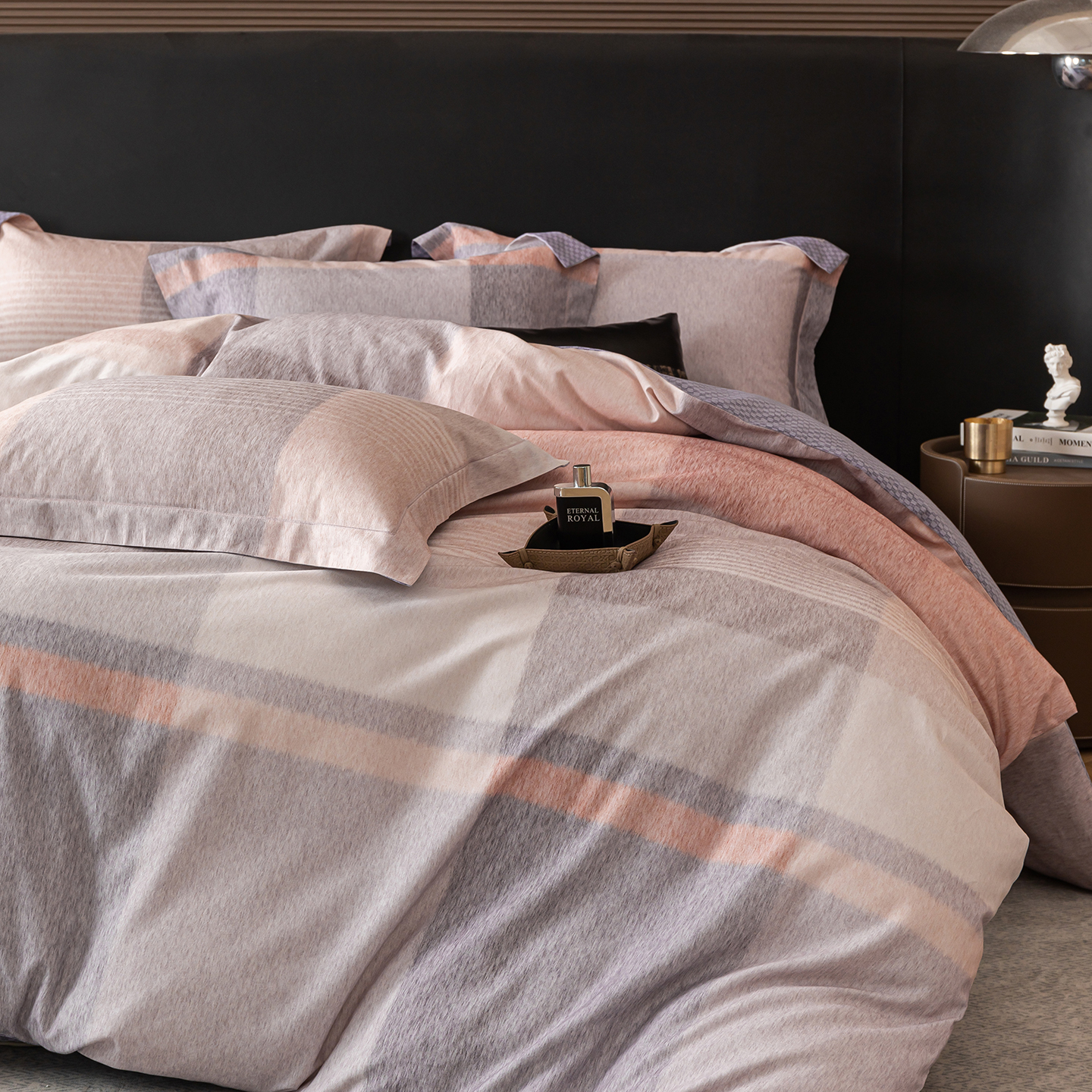 环保磨毛四件套 格轩(粉)