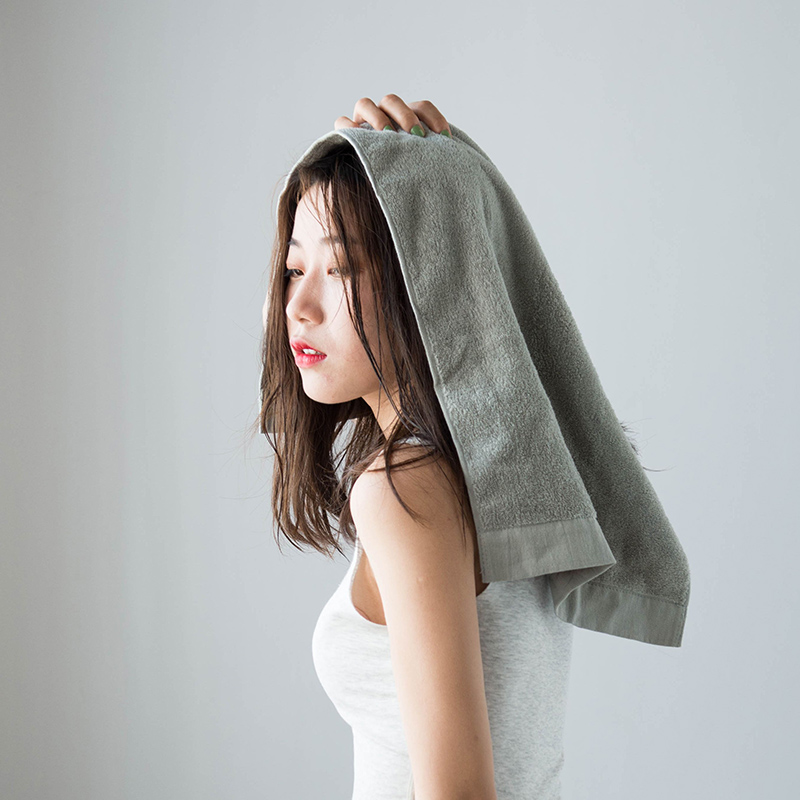 无印良品--2023新款21支超柔全棉毛巾浴巾 绿色毛巾 34*76cm