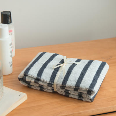 无印良品--2023新款洗脸巾毛巾—条纹毛巾浴巾 灰蓝色毛巾 34*76cm