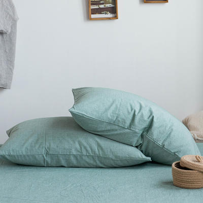 无印良品--2023新款水洗棉套件系列—单品枕套 48cmX74cm/对 纯绿色