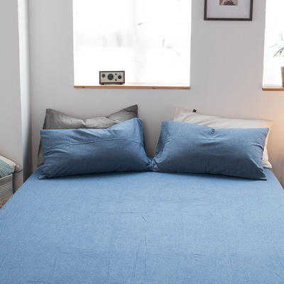 无印良品--2023新款水洗棉套件系列—单品床单 240cmx250cm 纯色牛仔蓝