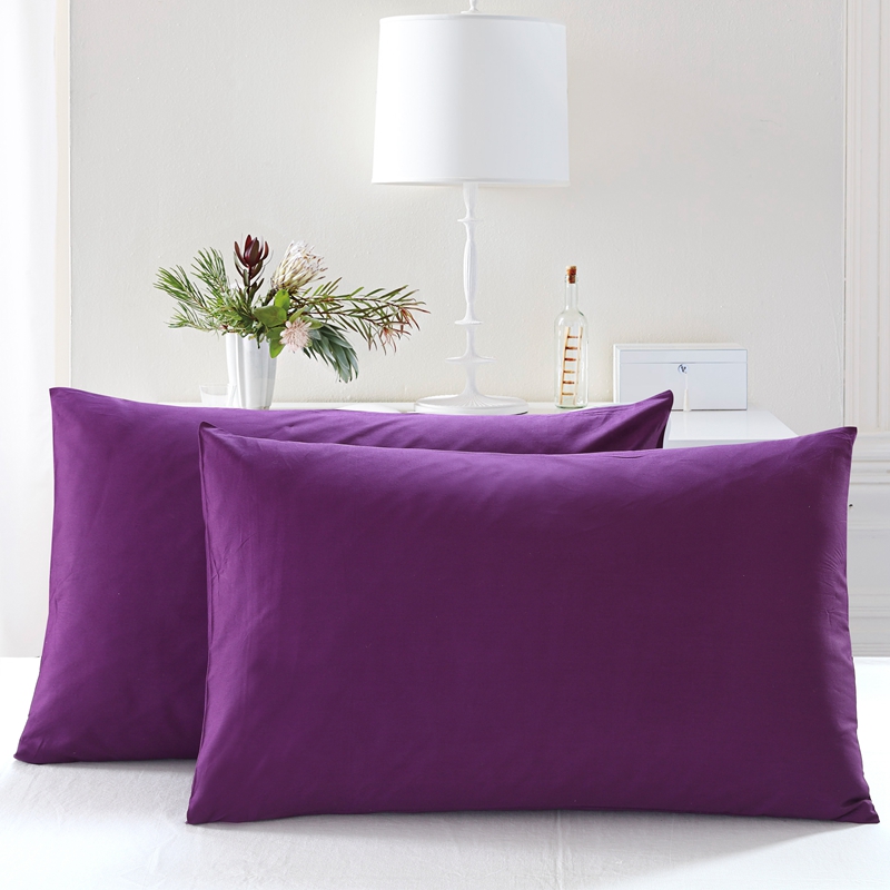全棉13372单品纯色枕套 48cmX74cm/一对 魅惑紫