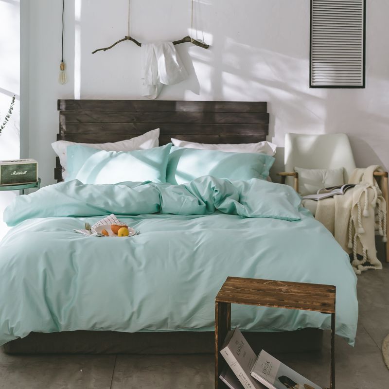 2019新款-60S素色系列（New）四件套 床单款1.2m（4英尺）床 tiffany蓝