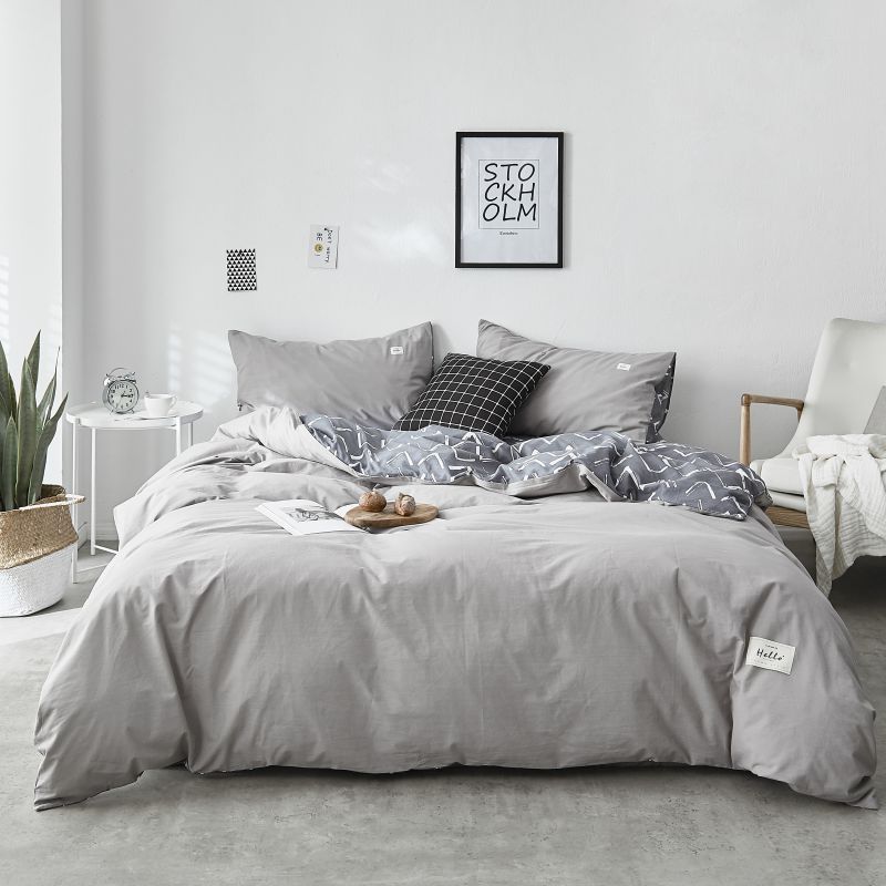 2019新款-水洗棉拼印花系列四件套 床单款1.2m（4英尺）床 双拼柏拉