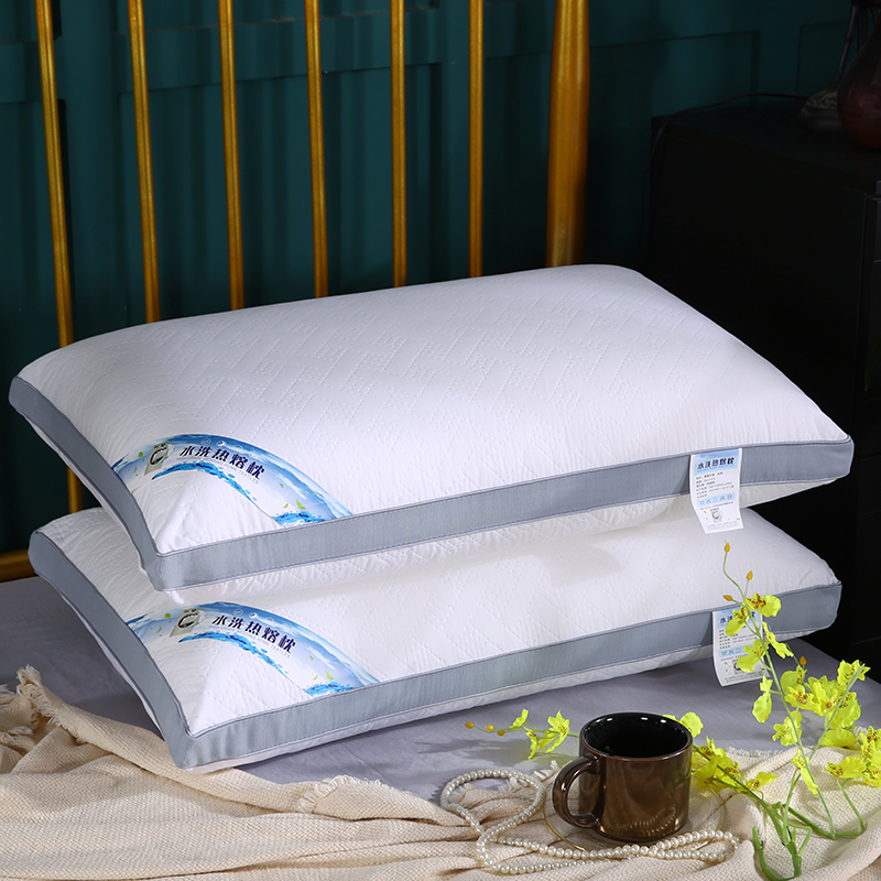 2019新型热熔枕芯定型可水洗机洗防螨舒睡单人枕头48*74 灰边