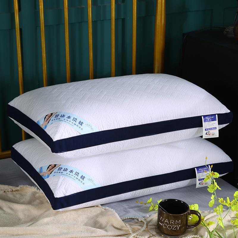 2019新型热熔枕芯定型可水洗机洗防螨舒睡单人枕头48*74 深蓝色