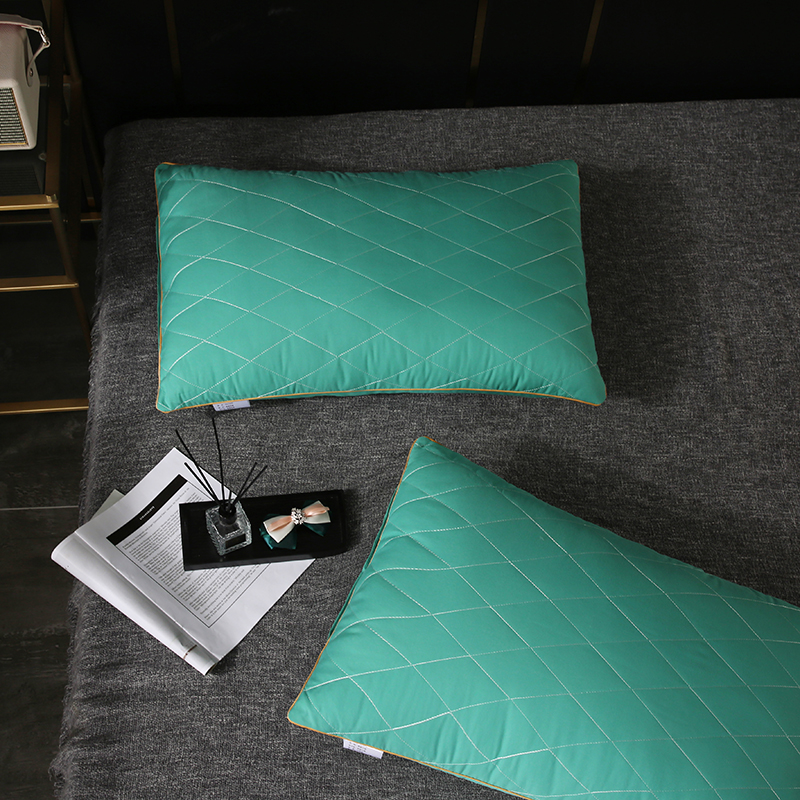 2020新款磨毛绗绣枕头枕芯-48*74cm/只 磨毛 绿色