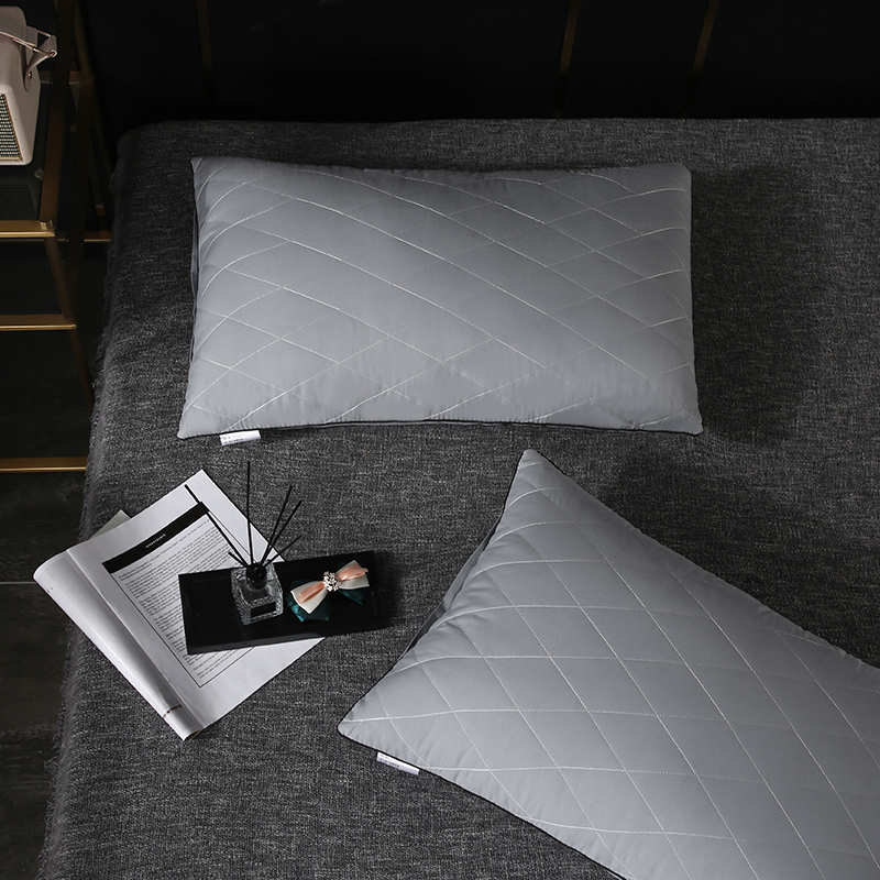 2020新款磨毛绗绣枕头枕芯-48*74cm/只 磨毛灰色