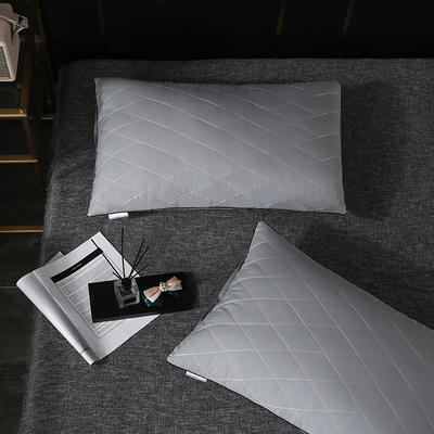 2020新款磨毛绗绣枕头枕芯-48*74cm/只 磨毛灰色