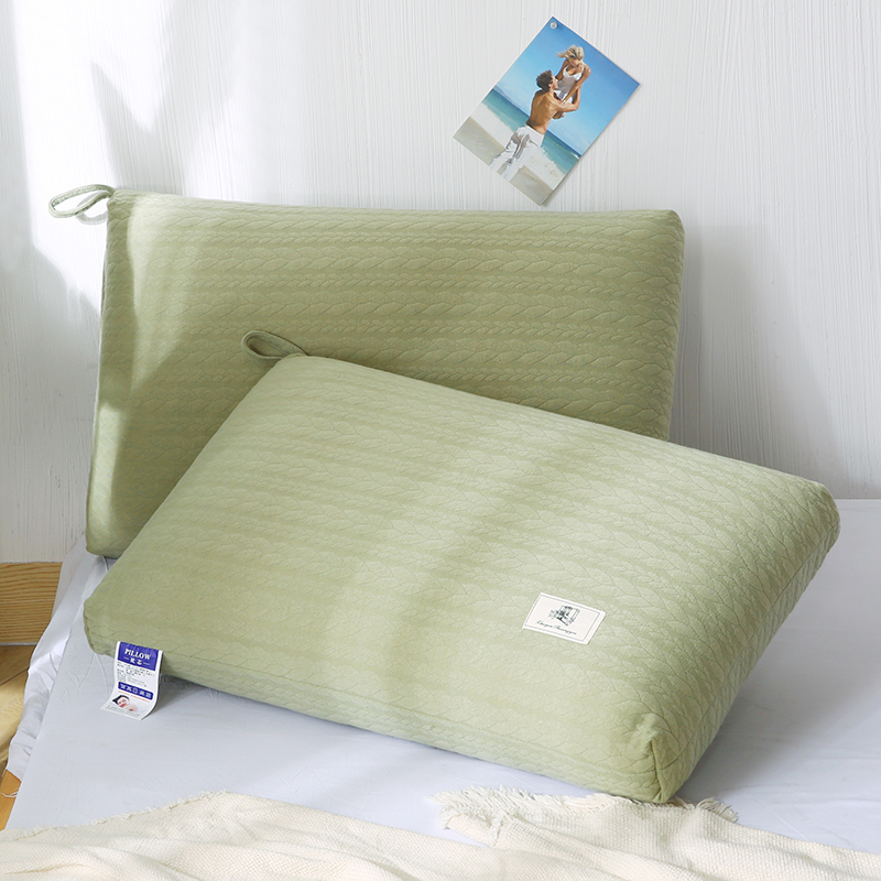 2022新款针织棉热熔枕芯成人枕头可水洗不变形48*74cm/只 针织-绿色