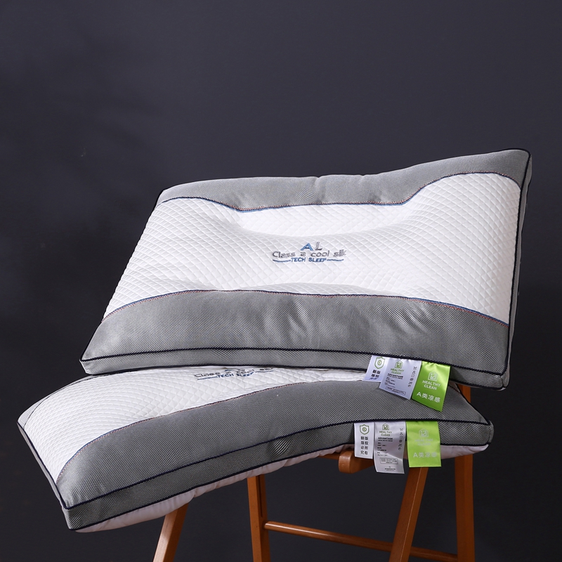 2022新款枕芯刺绣高端枕头成人家用枕定型羽丝绒舒适入眠系列 凉拼色