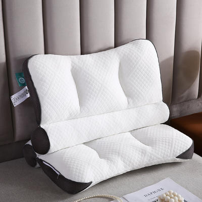2023新款护颈枕芯定型舒适按摩枕头针织棉面料吊带枕48*74cm 小方格 咖/只