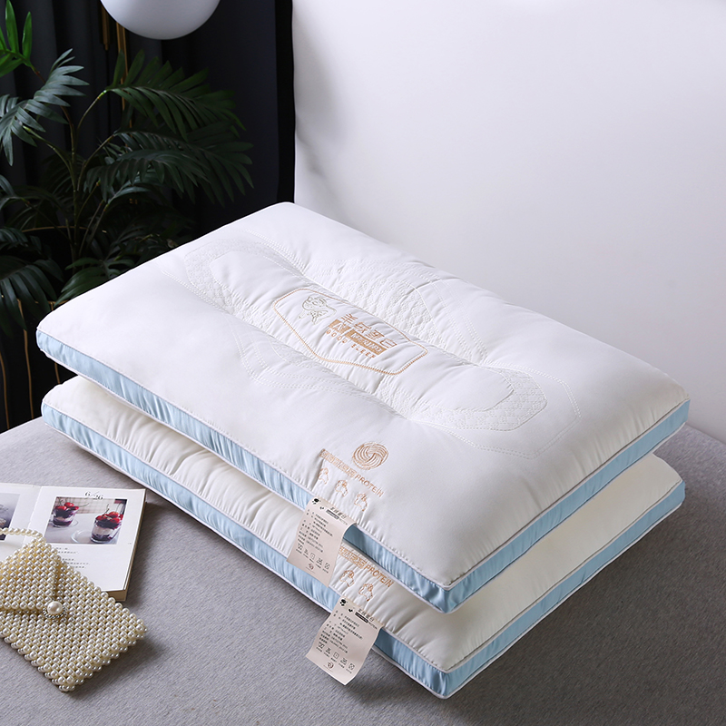2024新款羊绒蛋白枕芯舒适定型保健枕头芯 48*74cm/只 羊绒蛋白蓝边