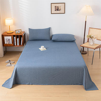 2023新款全棉A类色织水洗棉单床单  三件套 单床单160*230cm 宾利蓝（床单款）