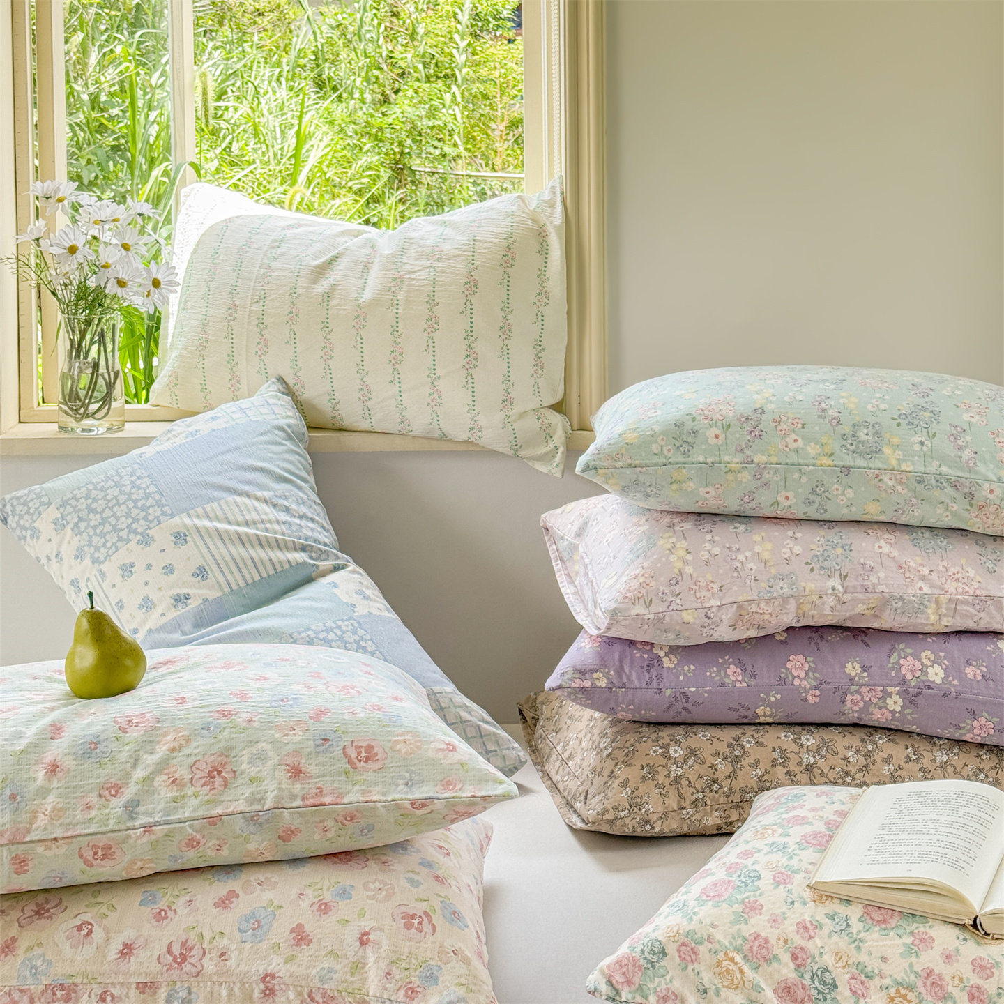 2025新款超柔云感双层纱枕套 布丁猫