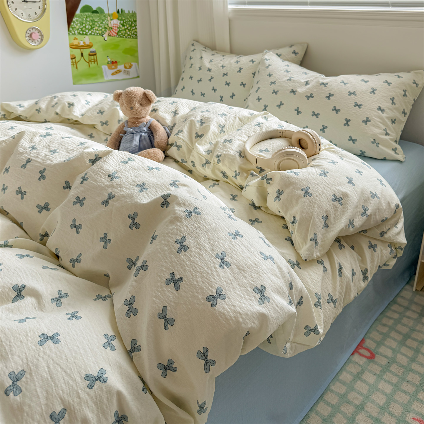 2025新款超柔云感双层纱单被套 布丁猫