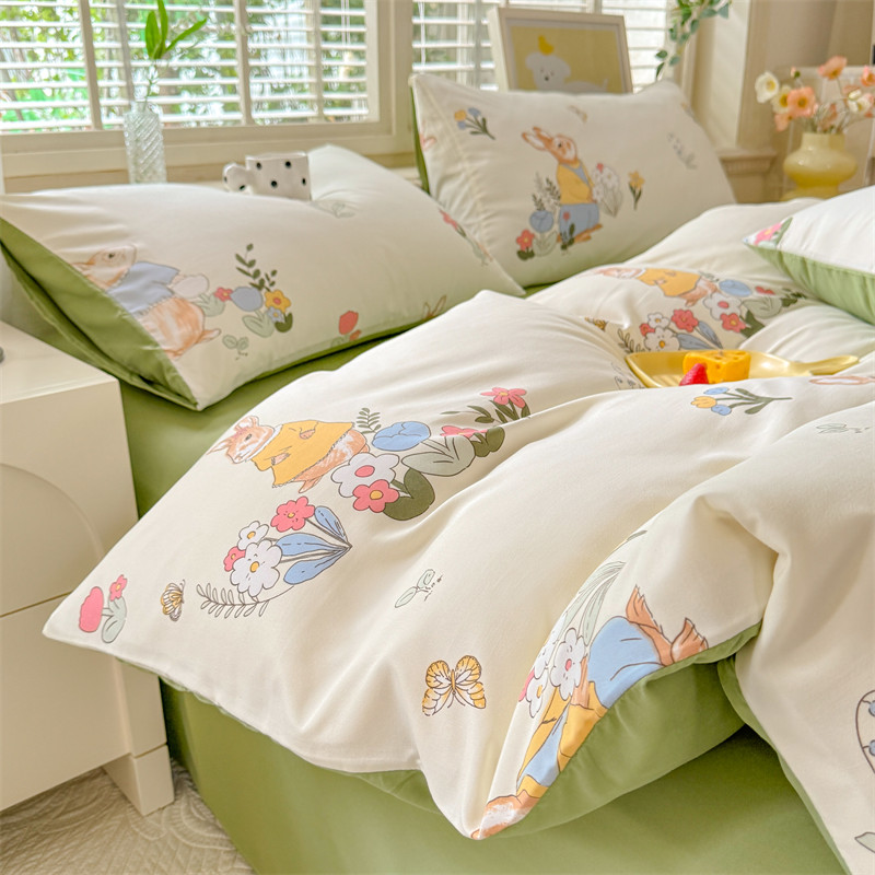 2025新款超柔云感水洗棉学生单被套款 春日庄园