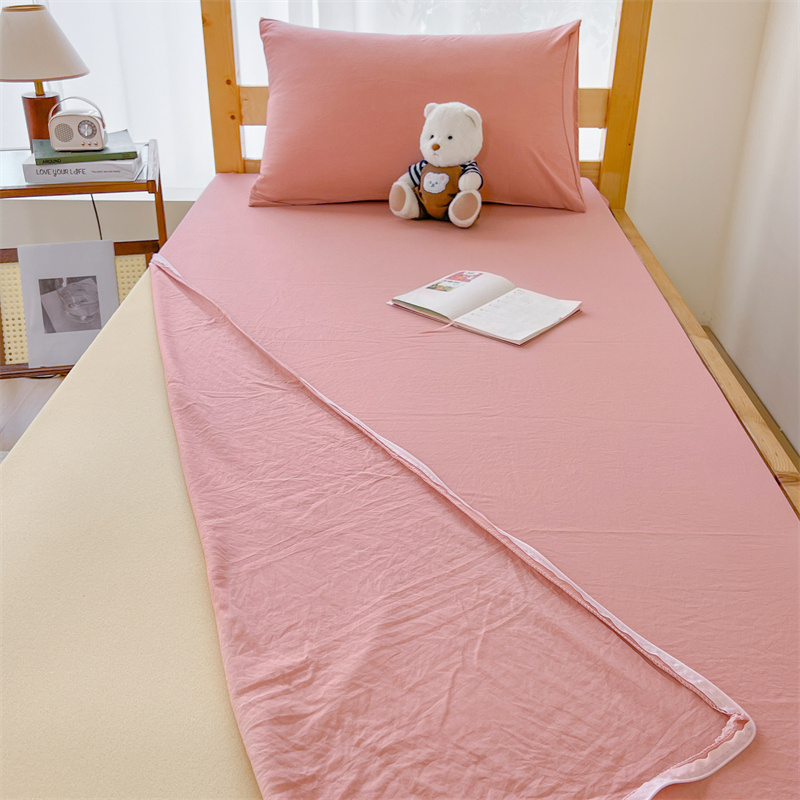 2025年水洗棉皱皱纱学生宿舍床垫套床褥套 蓝灰