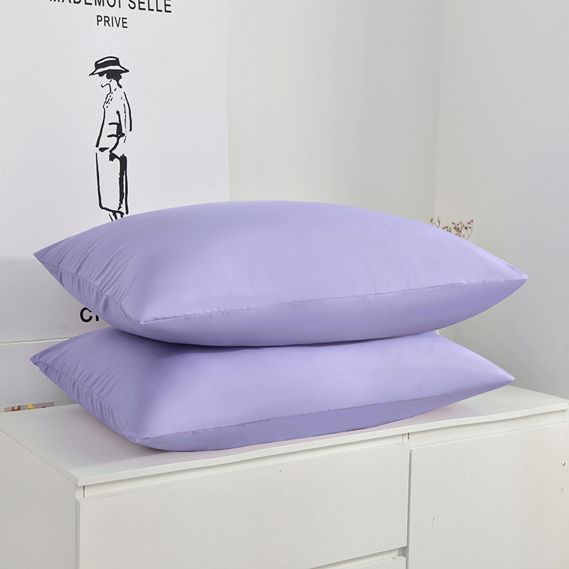 2023新款纯色水洗棉磨毛单枕套枕头保护套 48x74cm枕套一只 浅紫色