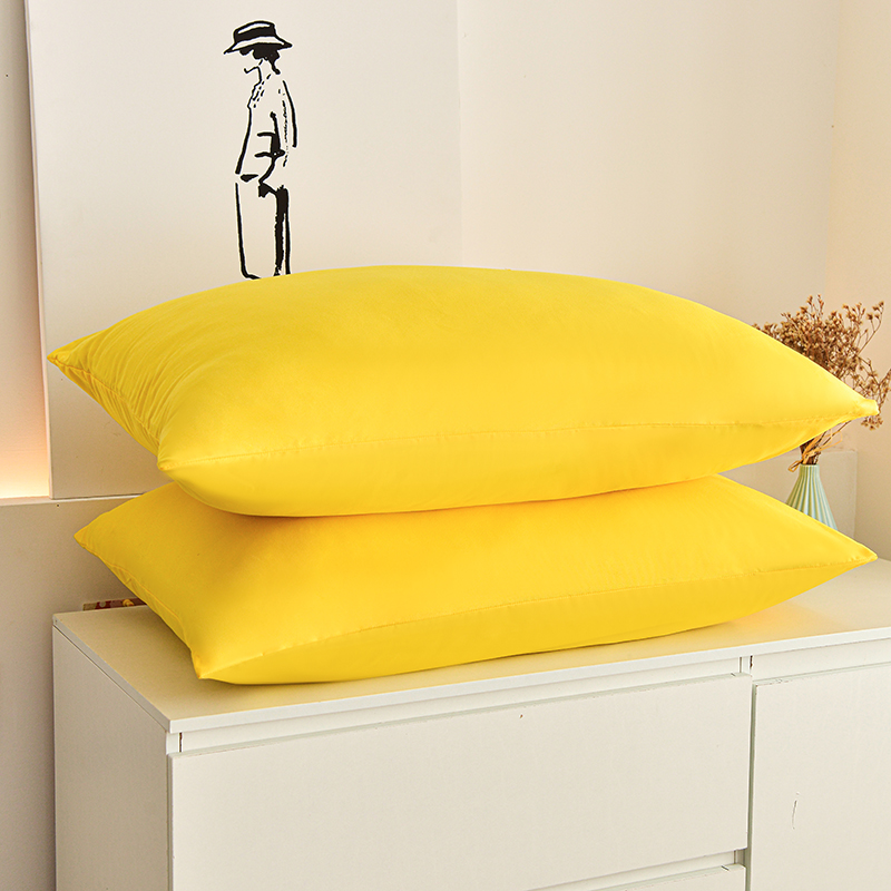 2023新款纯色水洗棉磨毛单枕套枕头保护套 48x74cm枕套一只 杏黄色