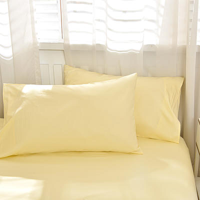 2023新款40s纯棉全棉13372长绒棉素色床笠三件套系列—单品枕套 48x74cm枕套一对 米黄