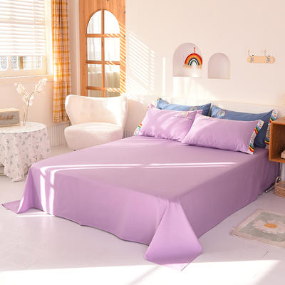 泽西家纺  2021新款40s全棉单床单13372纯棉床单 245cmx245cm单床单 浅紫色
