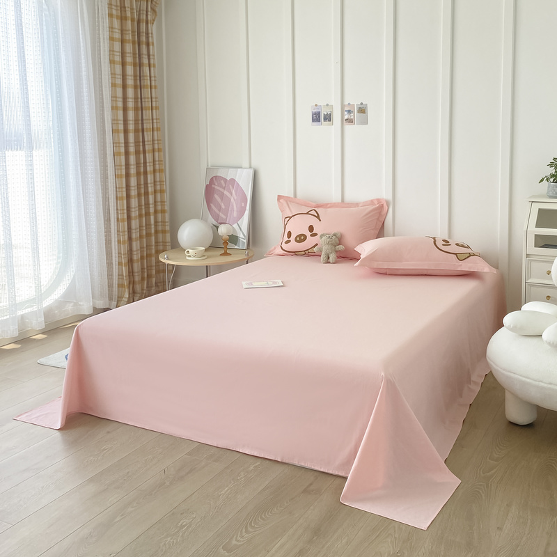 2021新款加厚40支全棉水洗棉单床单 245cmx250cm 粉色