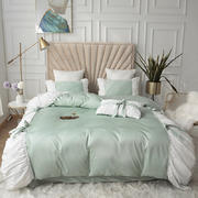 全棉纯色类床品套件系列-泡泡 1.5m床单款四件套 典雅绿
