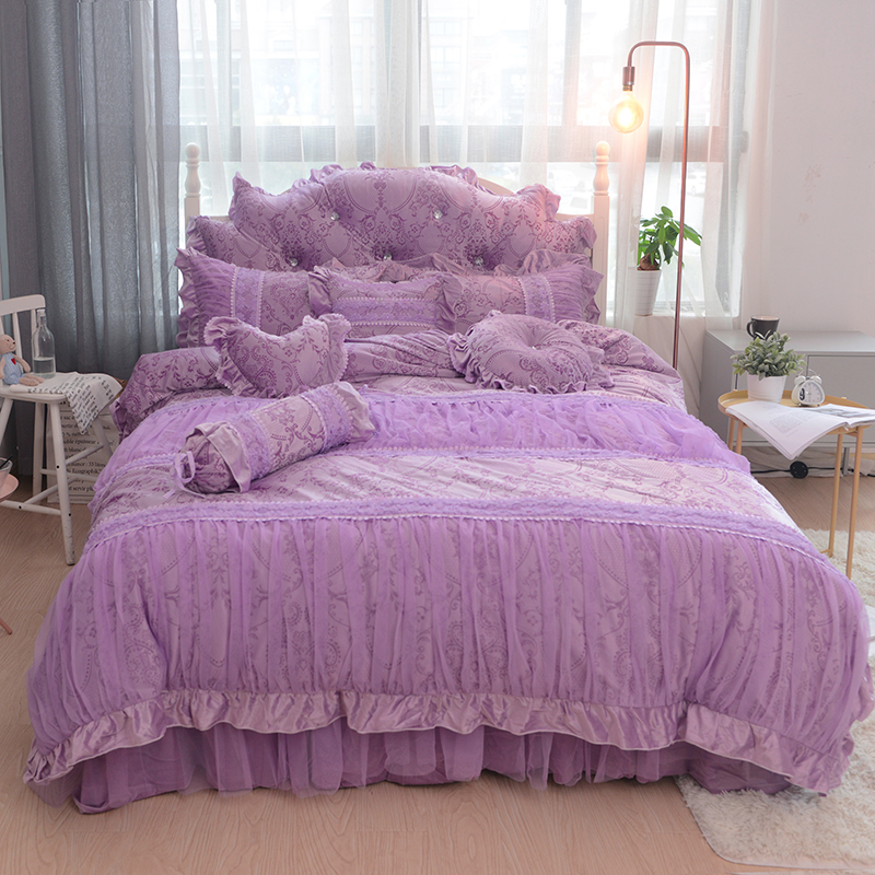 水晶绒四件套浪漫天使系列 1.5m床裙款四件套 紫色