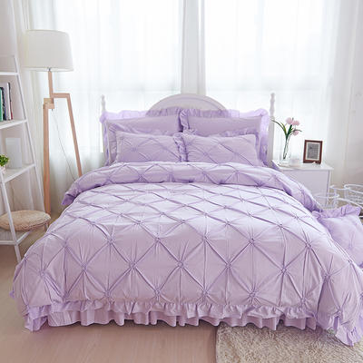 全棉纯色类床品套件系列-唯美公主 1.5m床裙款四件套 紫色