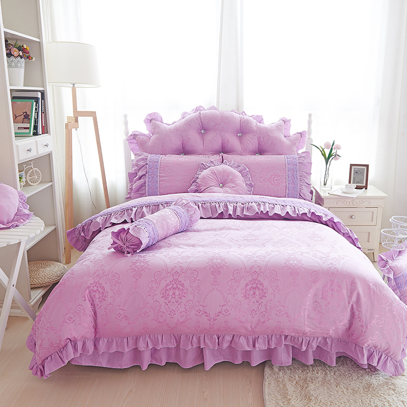 全棉提花类床品套件系列-奶油公主 1.5m床裙款四件套 奶油公主（紫）