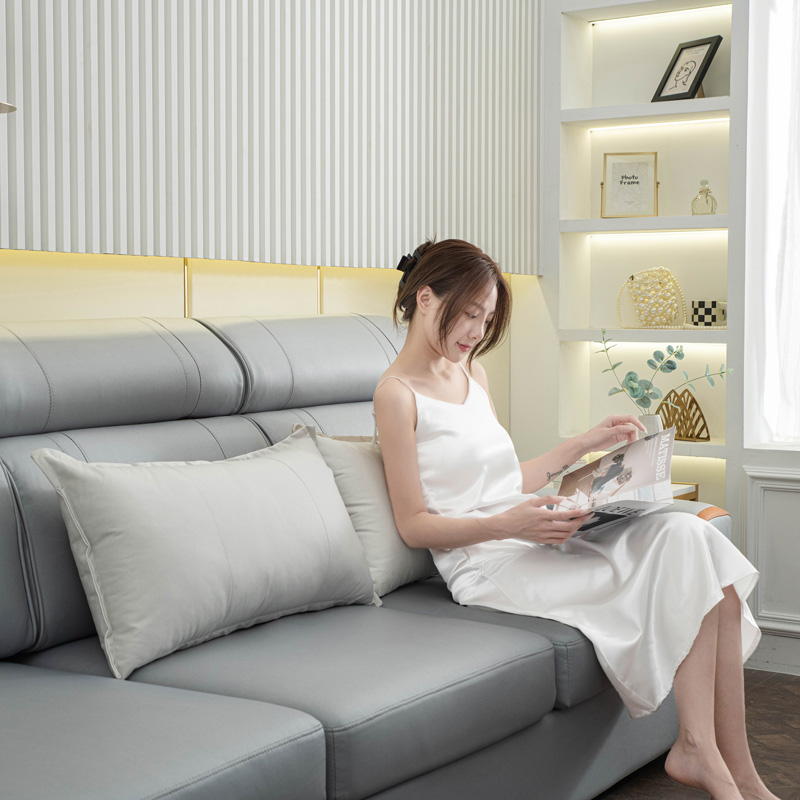 2023新款科技布客厅沙发腰枕飘窗靠背珍珠棉可定制支持一件代发 50*70cm  单独套子 浅灰-科技布