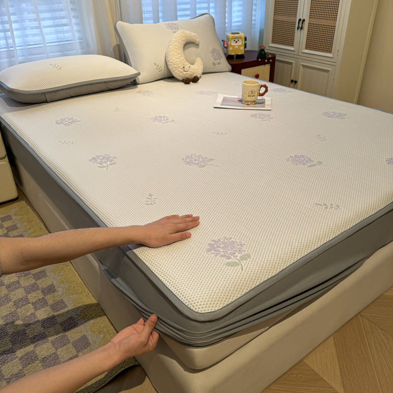 2026新款卡通实拍小红书爆款 凉豆豆绣花床席床笠 可水洗床席床笠