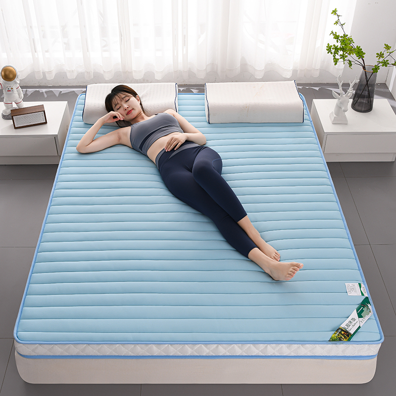 2023新款Ａ类牛奶丝乳胶记忆棉充填床垫-双人大床 90x200cm5厘米 A类牛奶丝大床天蓝色