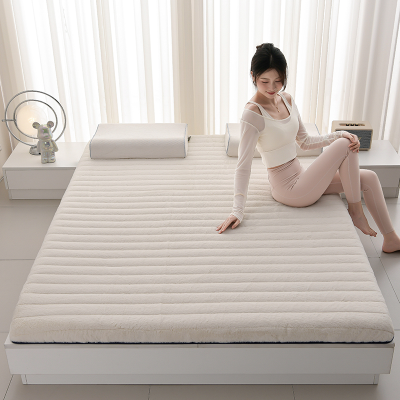 2023新款高克重兔绒记忆棉保暖床垫 90x190cm（厚度5cm） 米白色