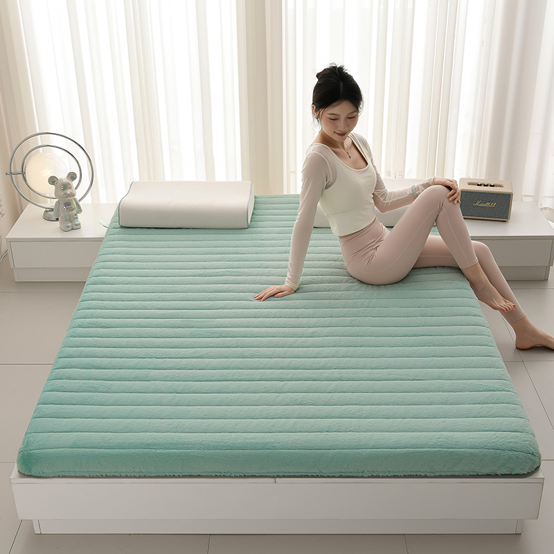 2023新款高克重兔绒记忆棉保暖床垫 90x190cm（厚度5cm） 翠绿色