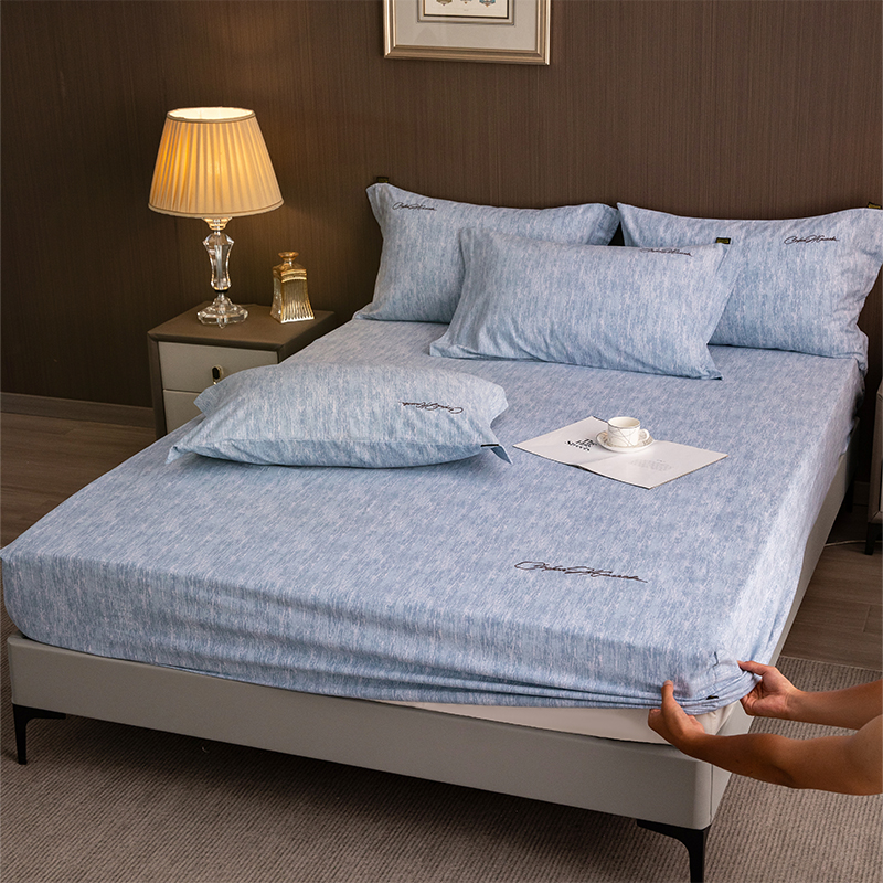 2025新款棉天丝纯色刺绣四件套单品系列-单床笠