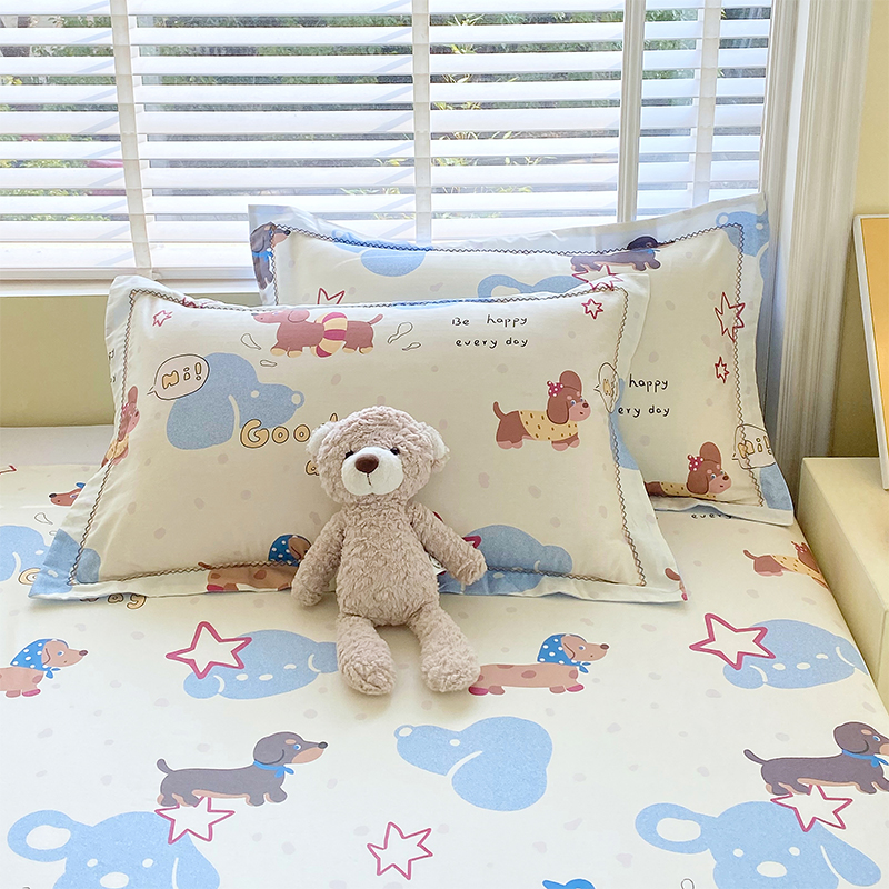 2025新款13070全棉印花双色绣单品枕套 奔赴幸福