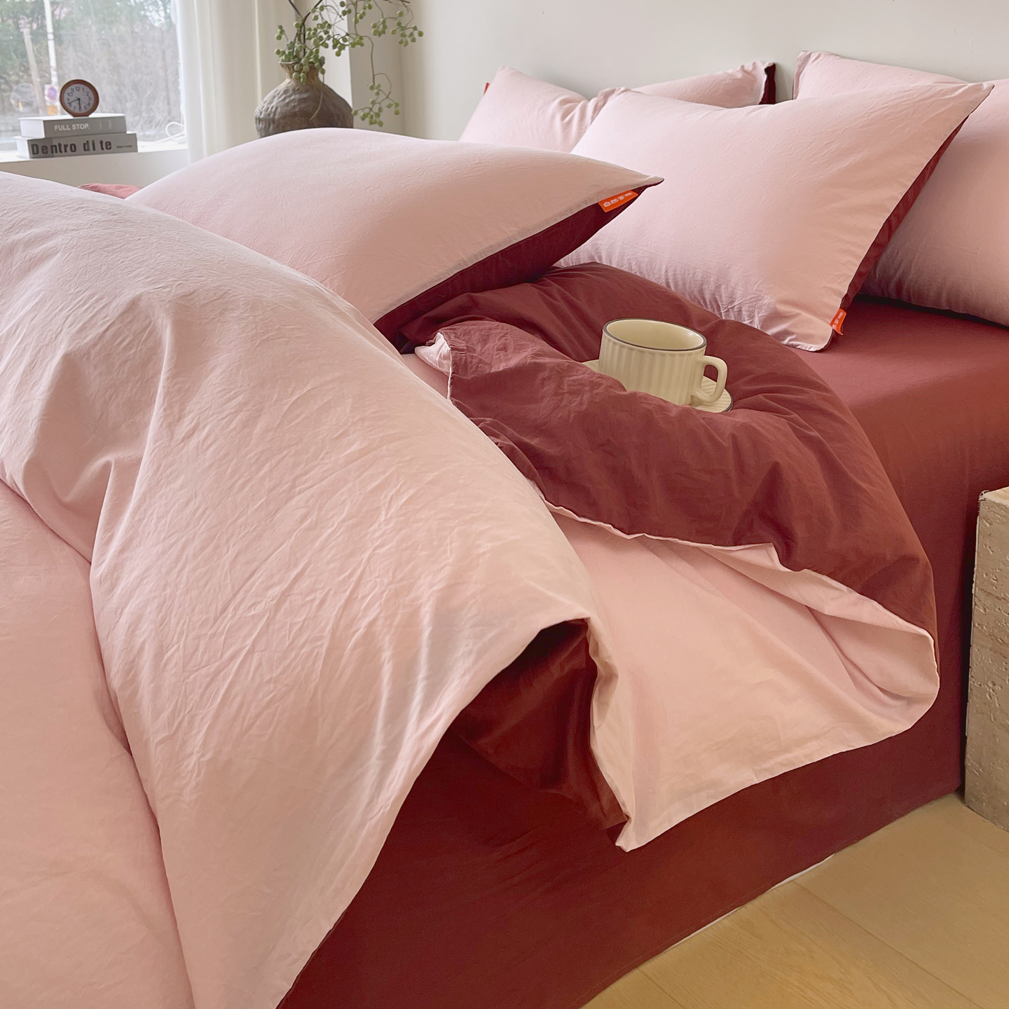 2026新款A类双拼水洗棉色织纯色四件套单品系列-四件套 可提供买家秀