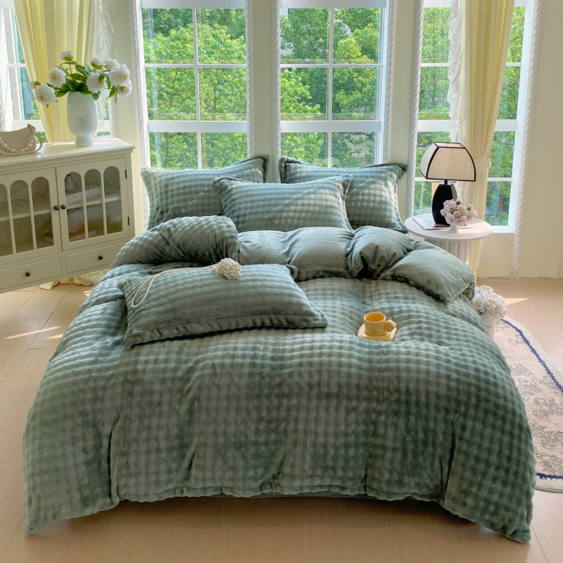 2025新款全消光克的泡泡绒牛奶绒四件套-皮草绒系列