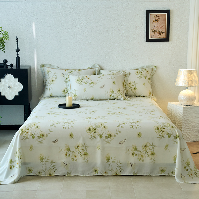 2025新款莱赛尔天丝AB版单品A版床单 蝶舞清风