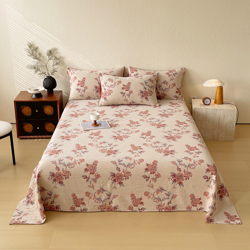 （提供买家秀）2026新款A类全棉双层纱简约拉链款四件套单品系列-单床单