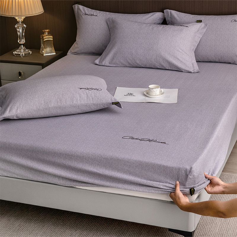 2025新款棉天丝纯色刺绣四件套单品系列-单床笠