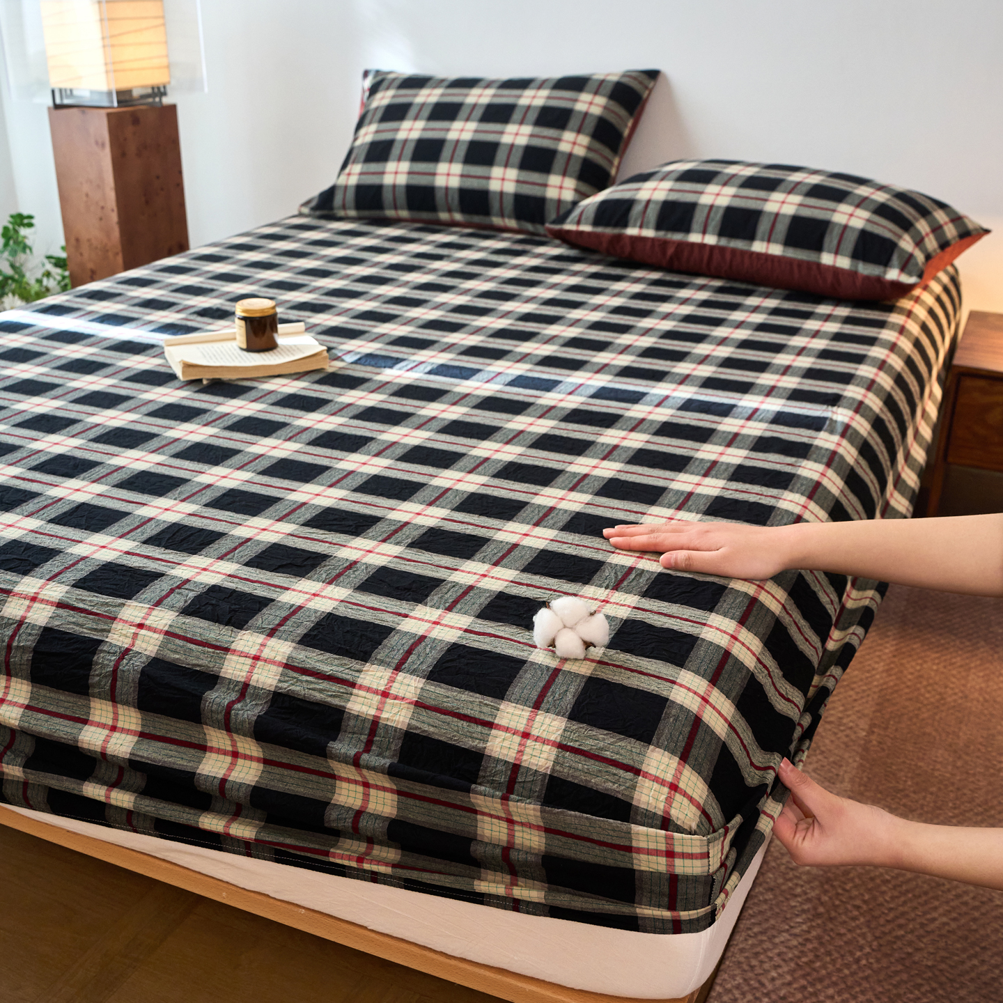 2026新款全棉色织AB版水洗棉四件套单品系列-A版单床笠