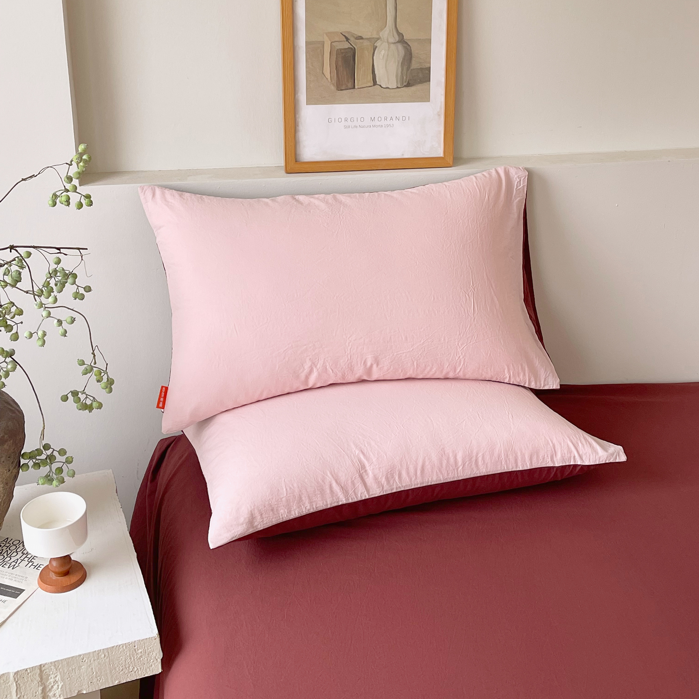 2026新款A类双拼水洗棉色织纯色四件套单品系列-单枕套 可提供买家秀