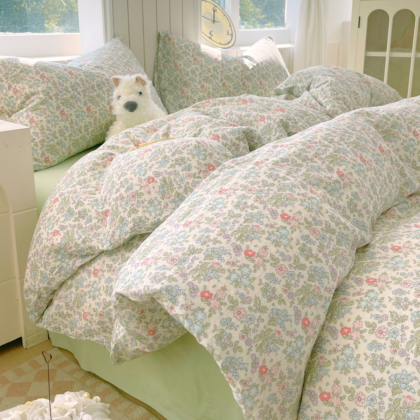 （提供买家秀）2026新款A类全棉有氧双层纱印花四件套单品系列-四件套