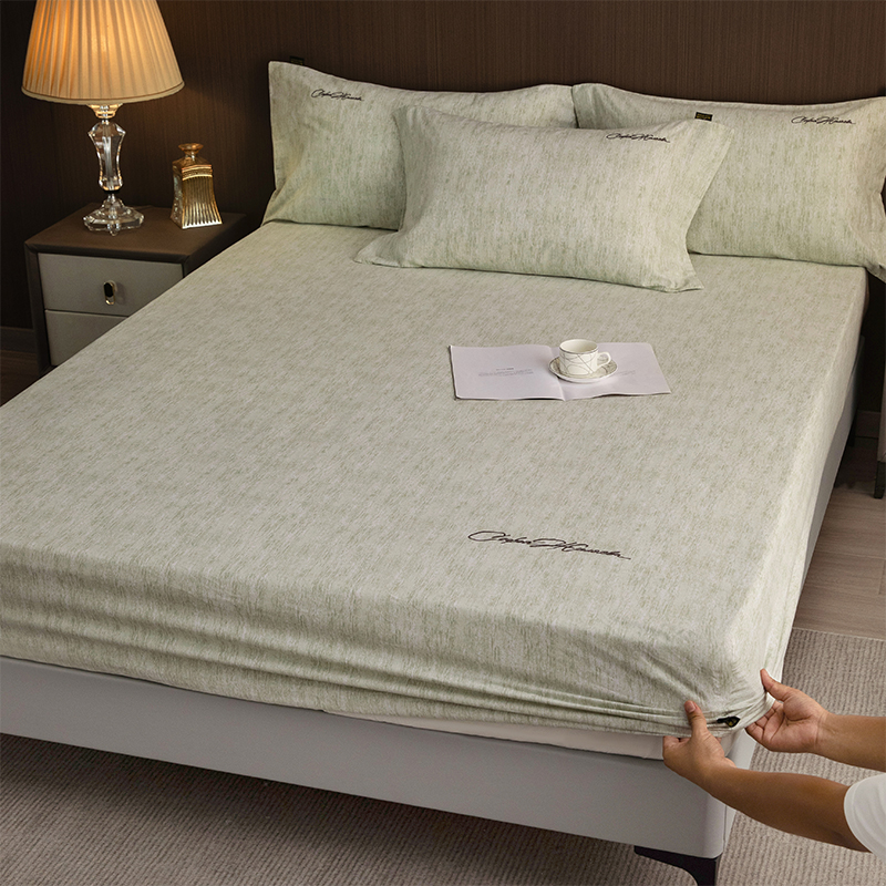 2025新款棉天丝纯色刺绣四件套单品系列-单床笠