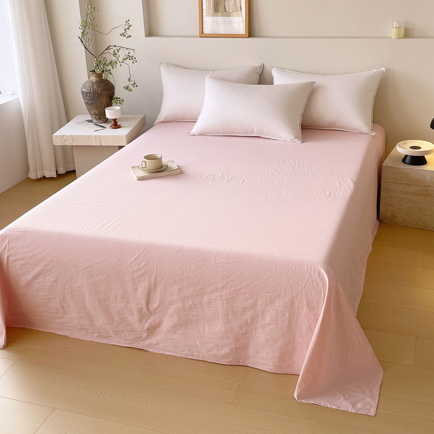 2026新款A类双拼水洗棉色织纯色四件套单品系列-单床单 可提供买家秀