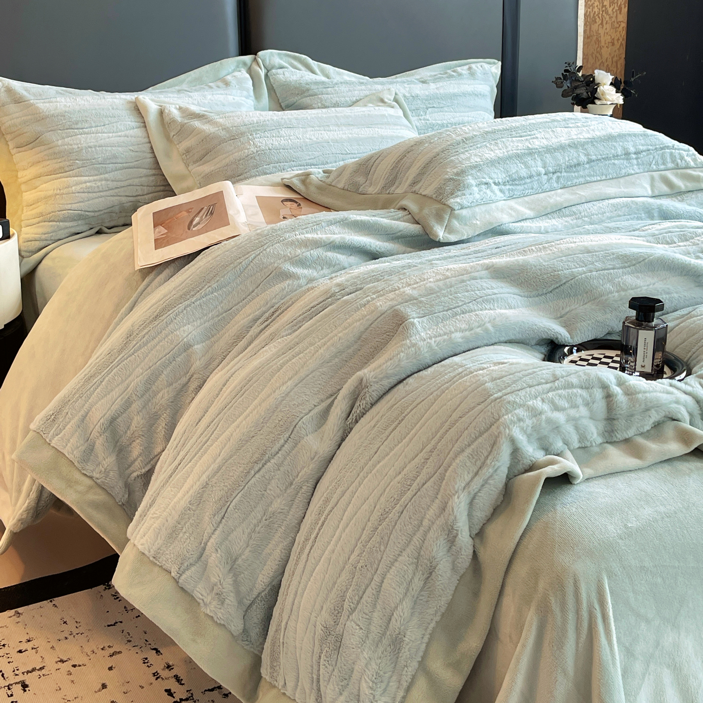 2025新款波浪兔毛绒牛奶绒四件套-冬日暖阳