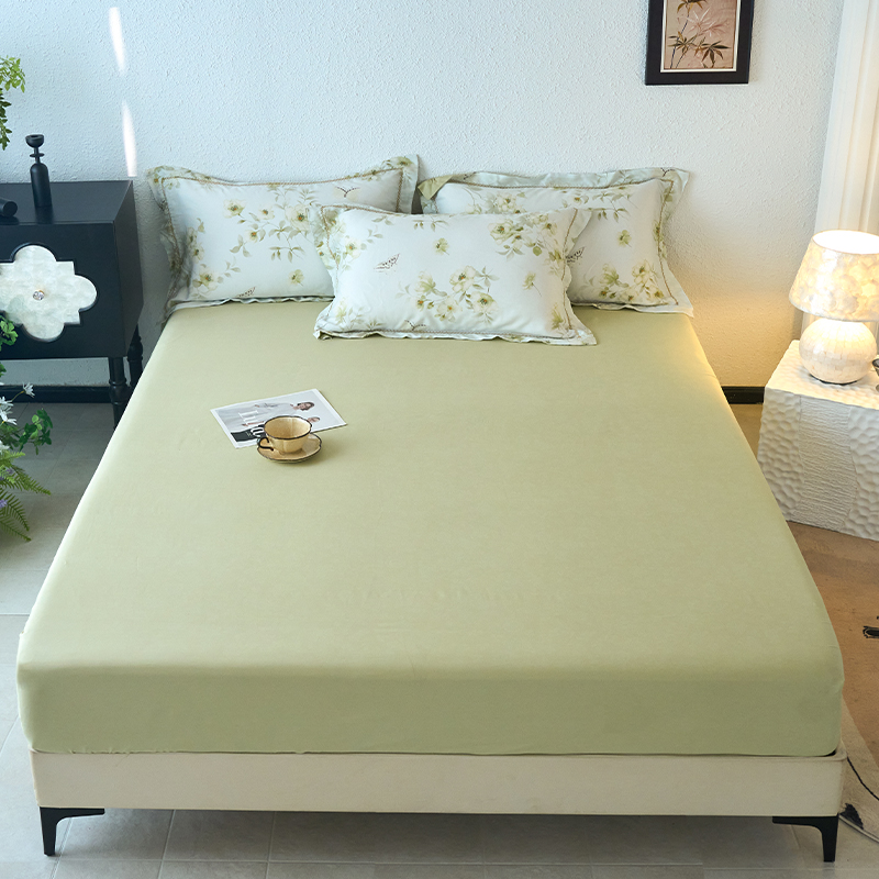 2025新款莱赛尔天丝AB版单品B版床笠 蝶舞绿